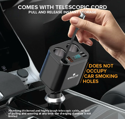 Stellar XC-17 | Dual 12V Car Mobile Charger | Fast Charging | Socket Splitter | 1 Year Warranty - Modheads.in
