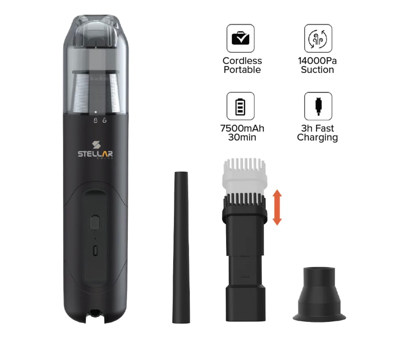 Stellar 4-in-1 Cordless Portable Vacuum Cleaner | Powerful Suction | 7500 mAh Battery | 2 Years Warranty - Modheads.in