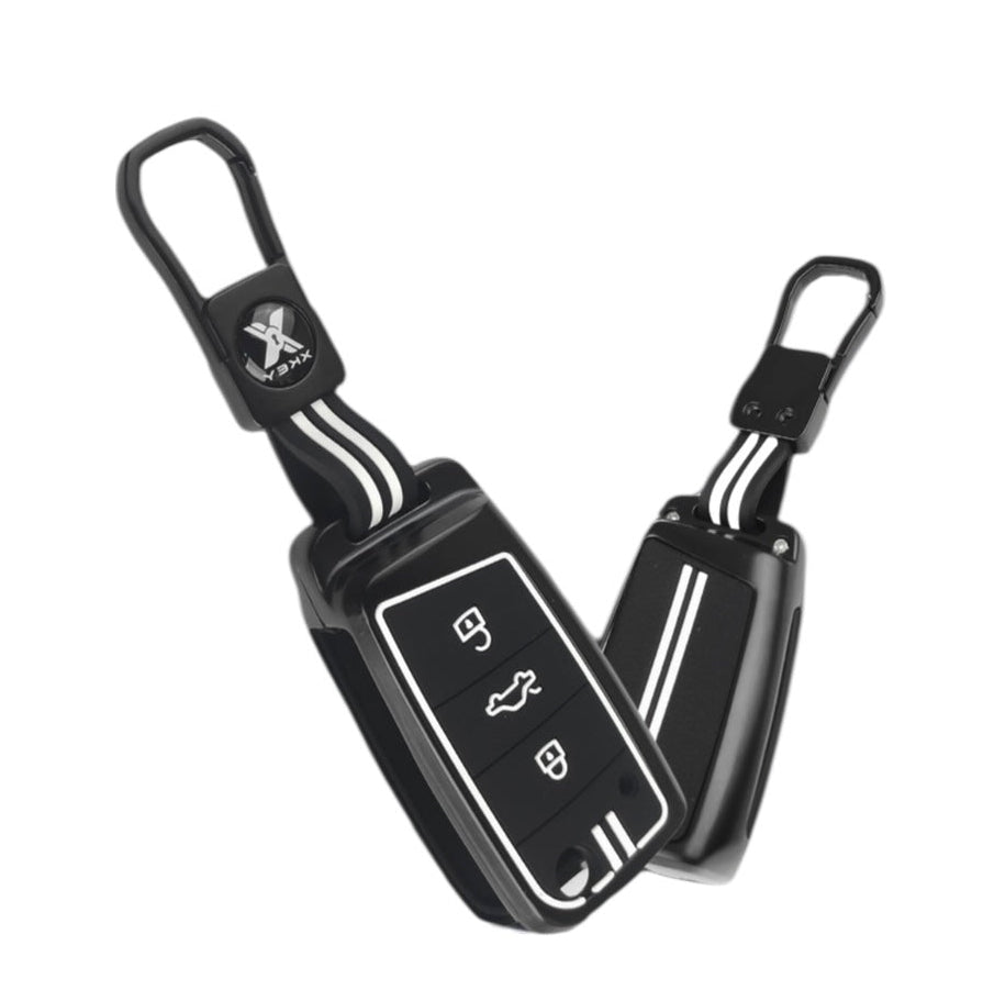 Black Metal Premium Key Cover For Skoda / Volkswagen | 3 Button - Modheads.in