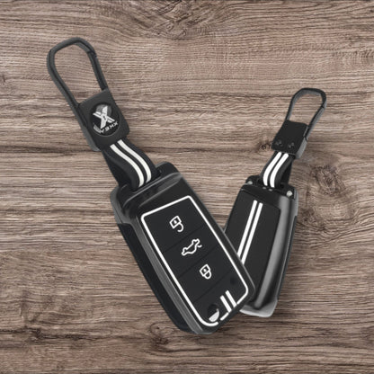 Black Metal Premium Key Cover For Skoda / Volkswagen | 3 Button - Modheads.in