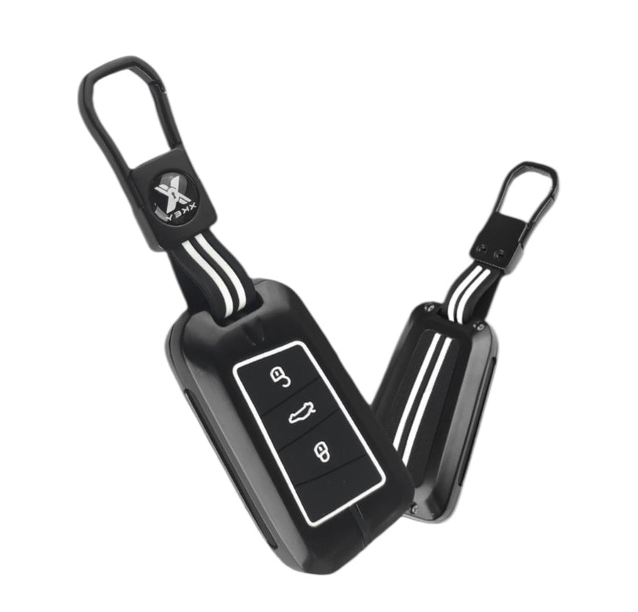 Black Metal Premium Key Cover For Skoda / Volkswagen | 3 Button