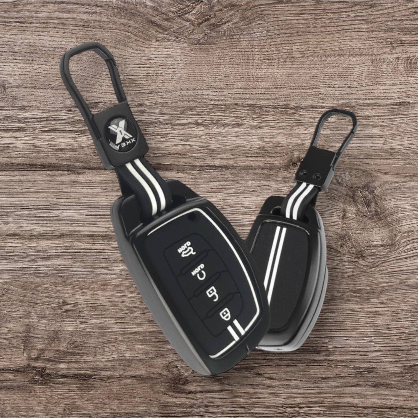 Black Metal Premium Key Cover For Hyundai | 4 Button