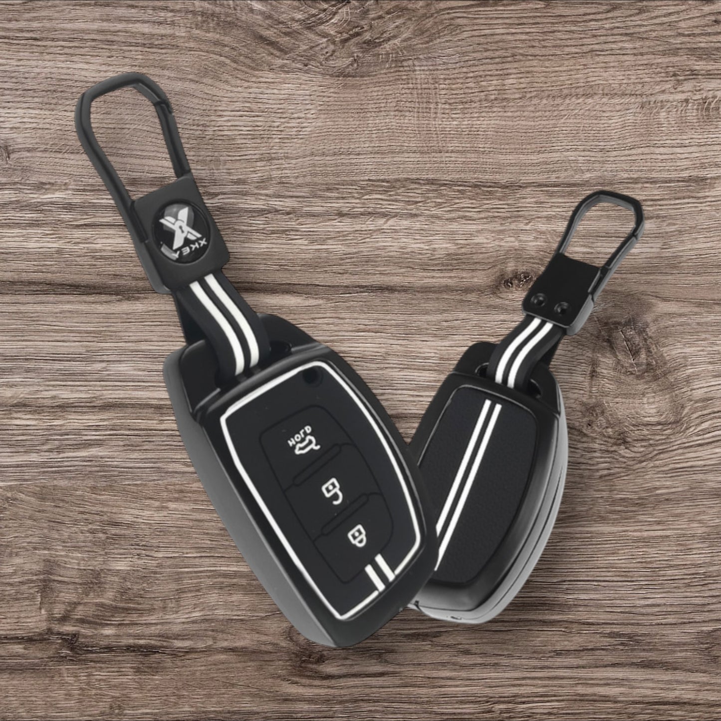 Black Metal Premium Key Cover For Hyundai | 3 Button