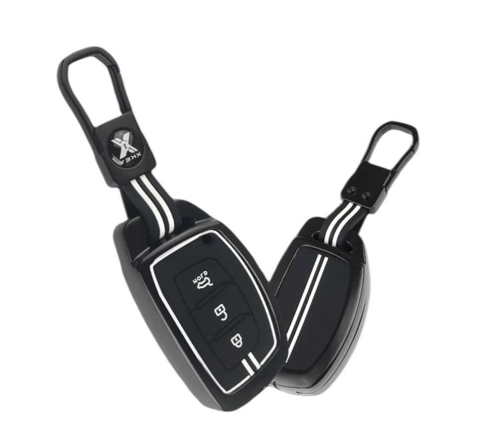 Black Metal Premium Key Cover For Hyundai | 3 Button