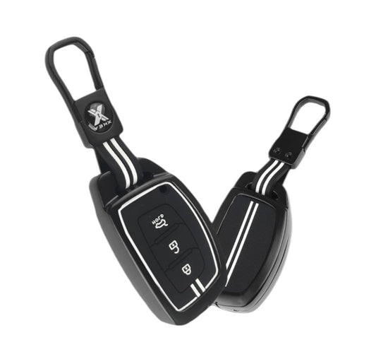 Black Metal Premium Key Cover For Hyundai | 3 Button