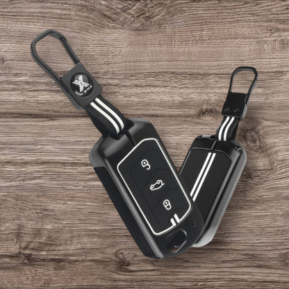 Black Metal Premium Key Cover For Mahindra | 3 Button