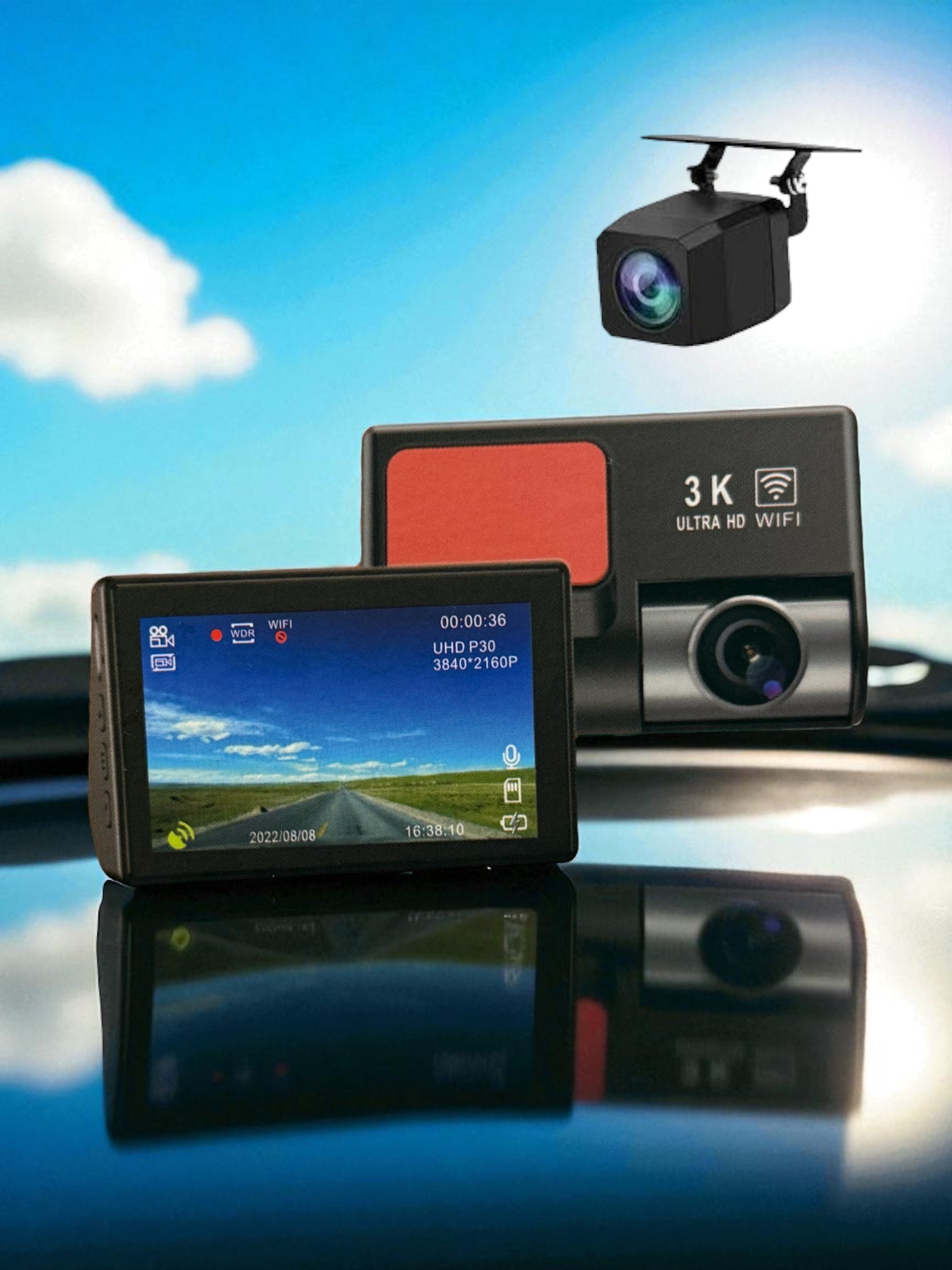 A800 PRO 3K  HD Dashcam | APP-Wifi Connection | Front and Rear - Modheads.in