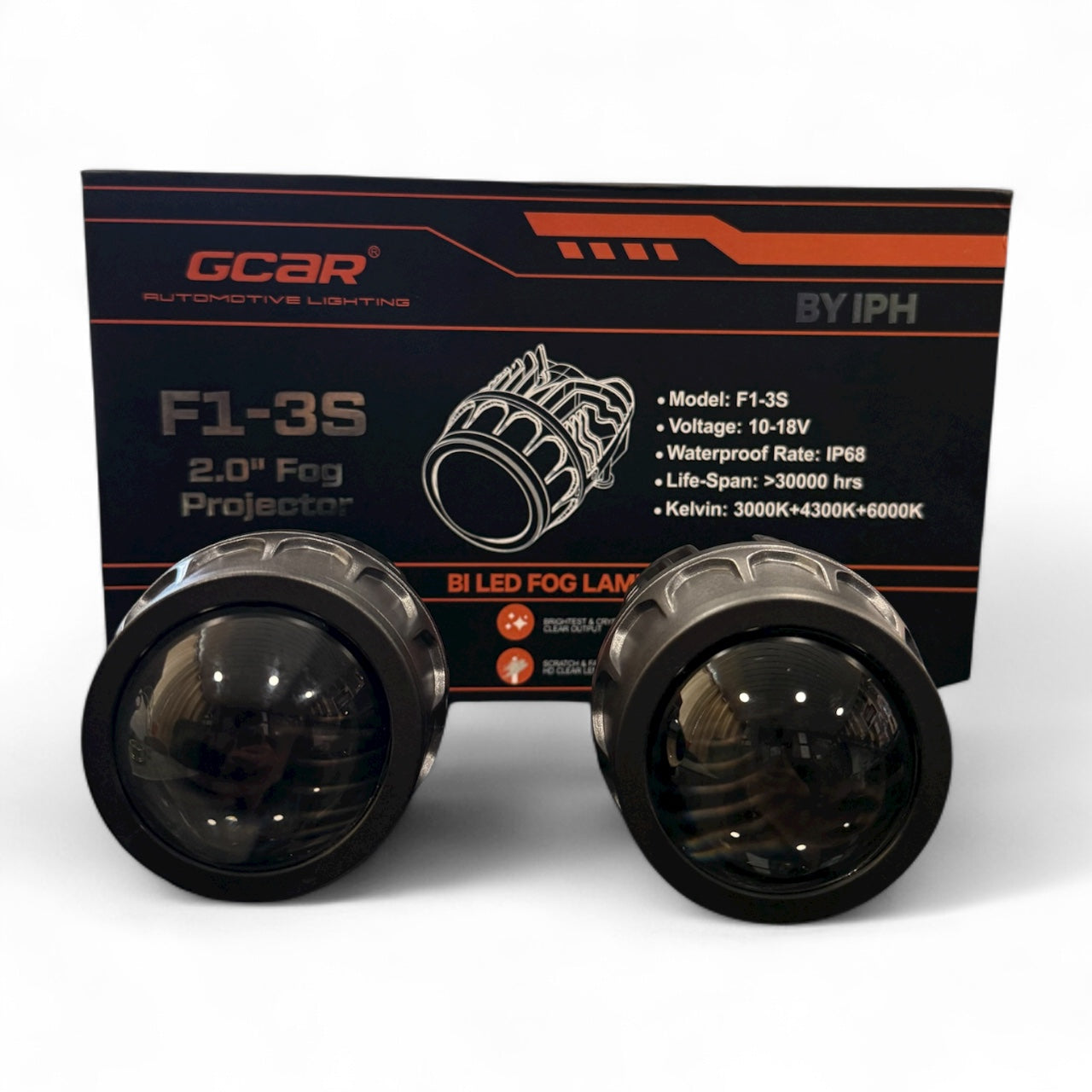 GCar F1-3S 2.0" Projector Fog Lights | Tri Color | 18 Months Warranty