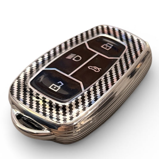 Carbon Fiber Finish Soft TPU Key Cover For Tata | 4 Button