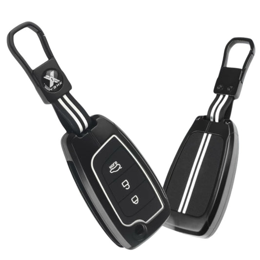 Black Metal Premium Key Cover For Hyundai Flip Key | 3 Button