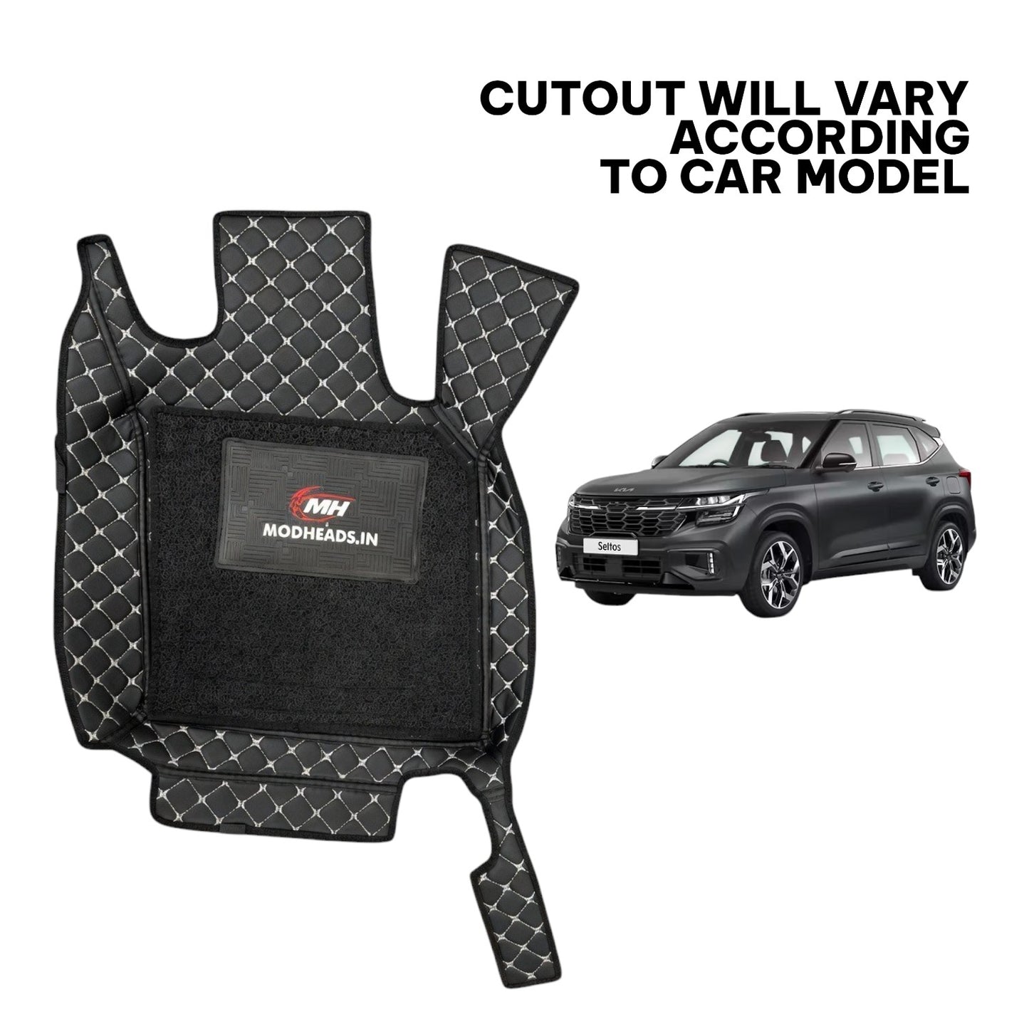 7D Mats for Seltos 2024+ | Black/Silver - Modheads.in