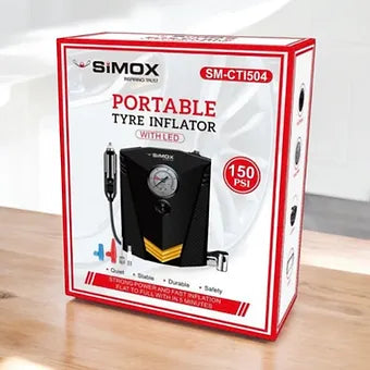 Simox Portable Tyre Inflator with LED 150PSI - Modheads.in