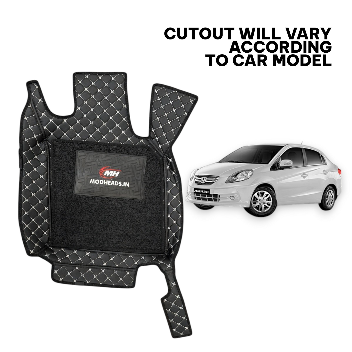 7D Mats For Honda Amaze 2013-2018 | Black/Silver - Modheads.in