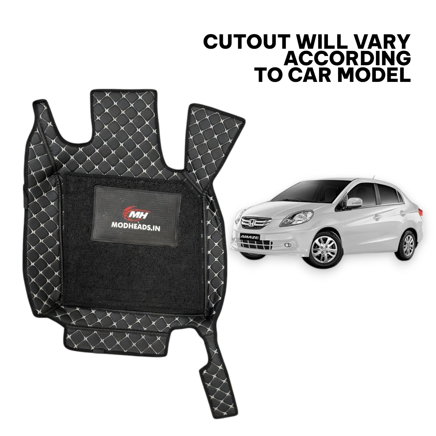 7D Mats For Honda Amaze 2013-2018 | Black/Silver - Modheads.in