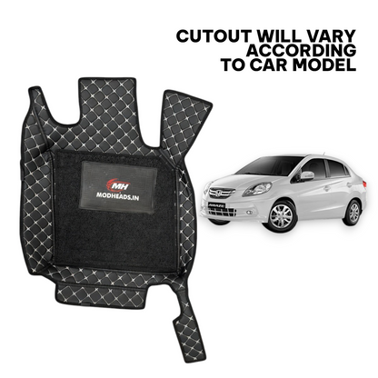 7D Mats For Honda Amaze 2013-2018 | Black/Silver - Modheads.in