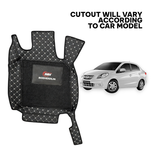 7D Mats For Honda Amaze 2013-2018 | Black/Silver - Modheads.in