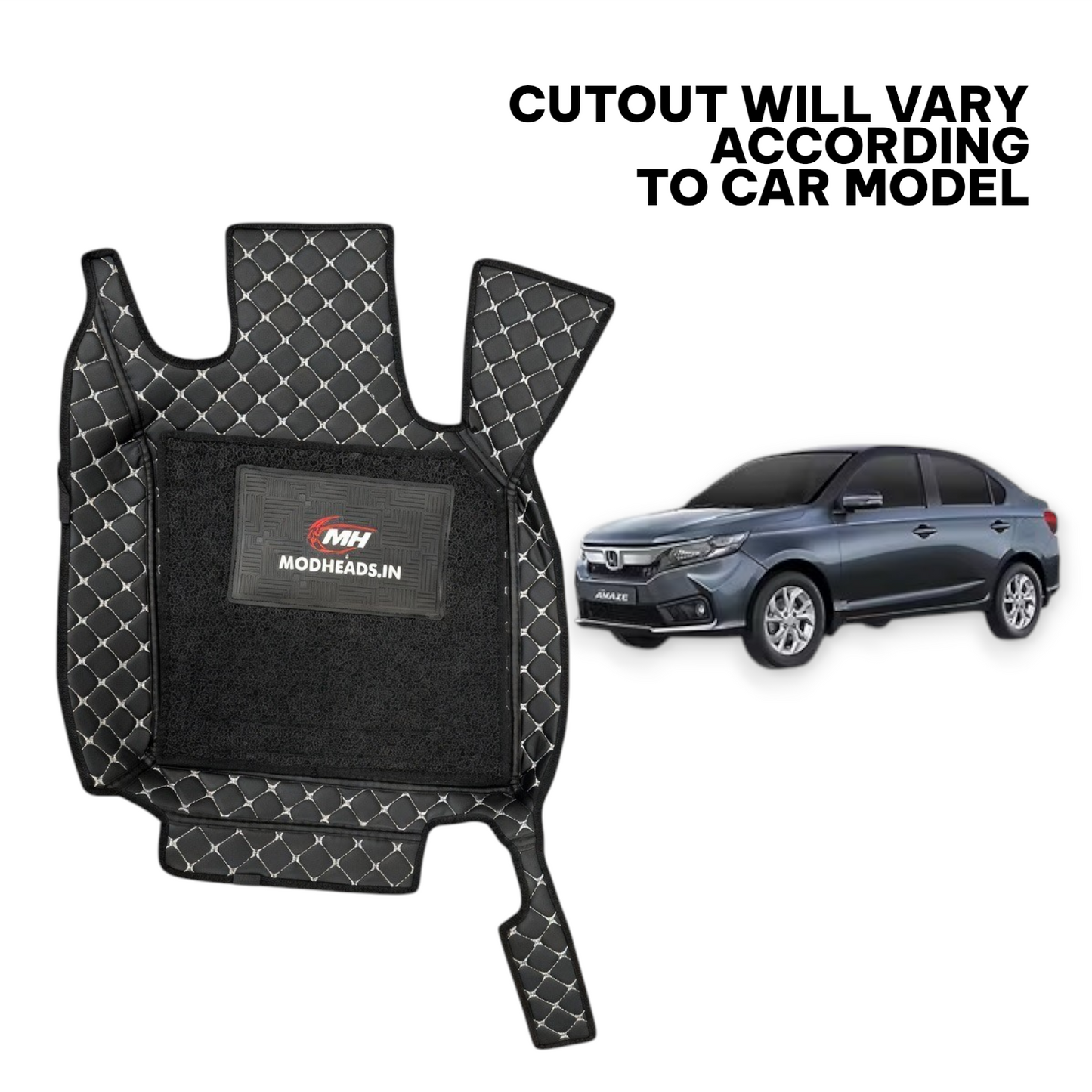 7D Mats For Honda Amaze 2018-2024 | Black/Silver - Modheads.in