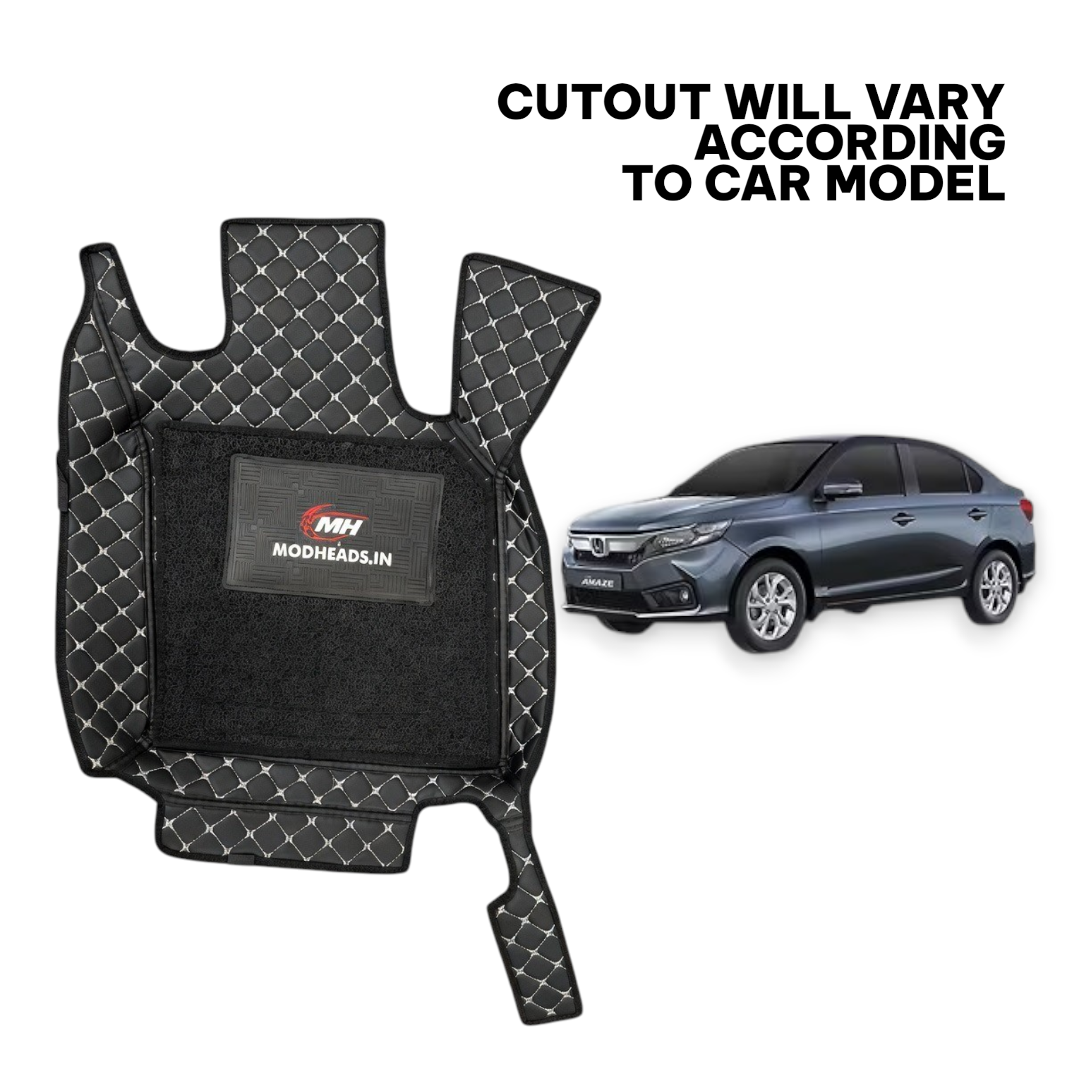 7D Mats For Honda Amaze 2018-2024 | Black/Silver - Modheads.in