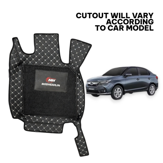 7D Mats For Honda Amaze 2018-2024 | Black/Silver - Modheads.in