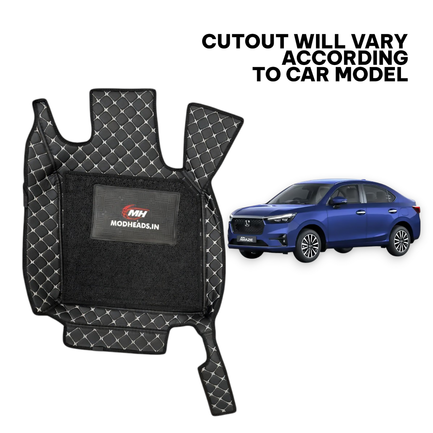 7D Mats For Honda Amaze 2024+ | Black/Silver - Modheads.in