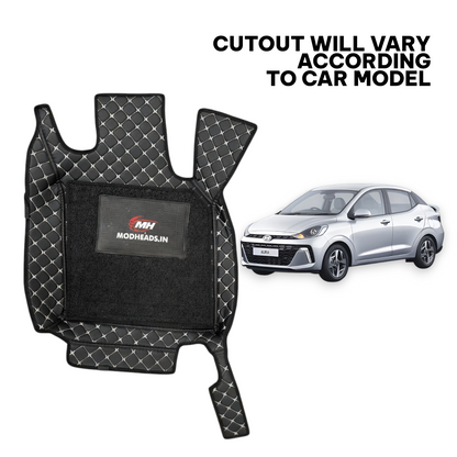 7D Mats For Hyundai Aura | Black/Silver - Modheads.in