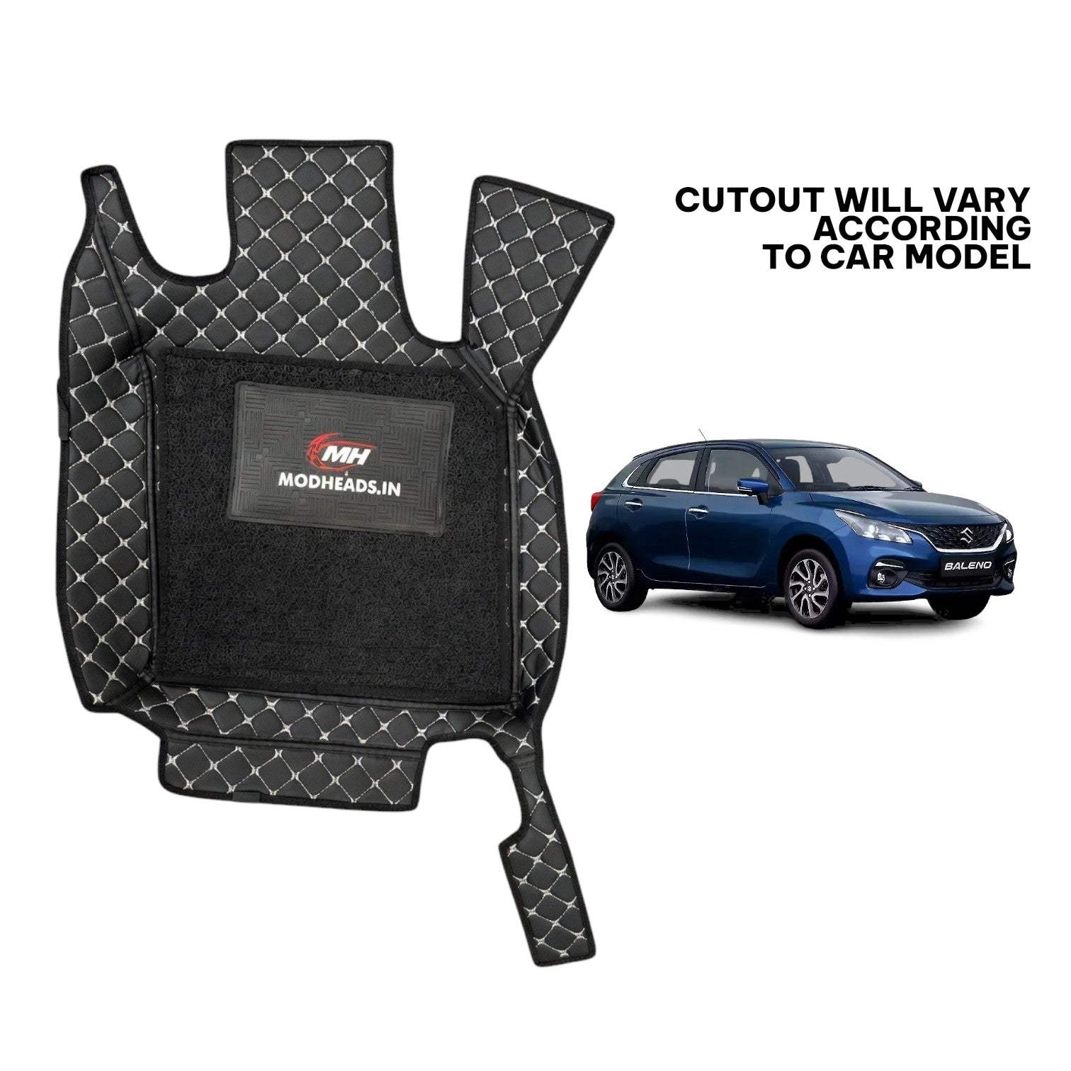 7D Mats For Baleno 2022+ | Black/Silver - Modheads.in