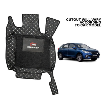 7D Mats For Baleno 2022+ | Black/Silver - Modheads.in