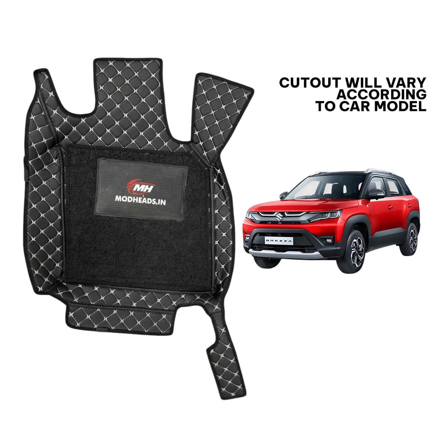 7D Mats for Brezza 2022+ | Black/Silver - Modheads.in