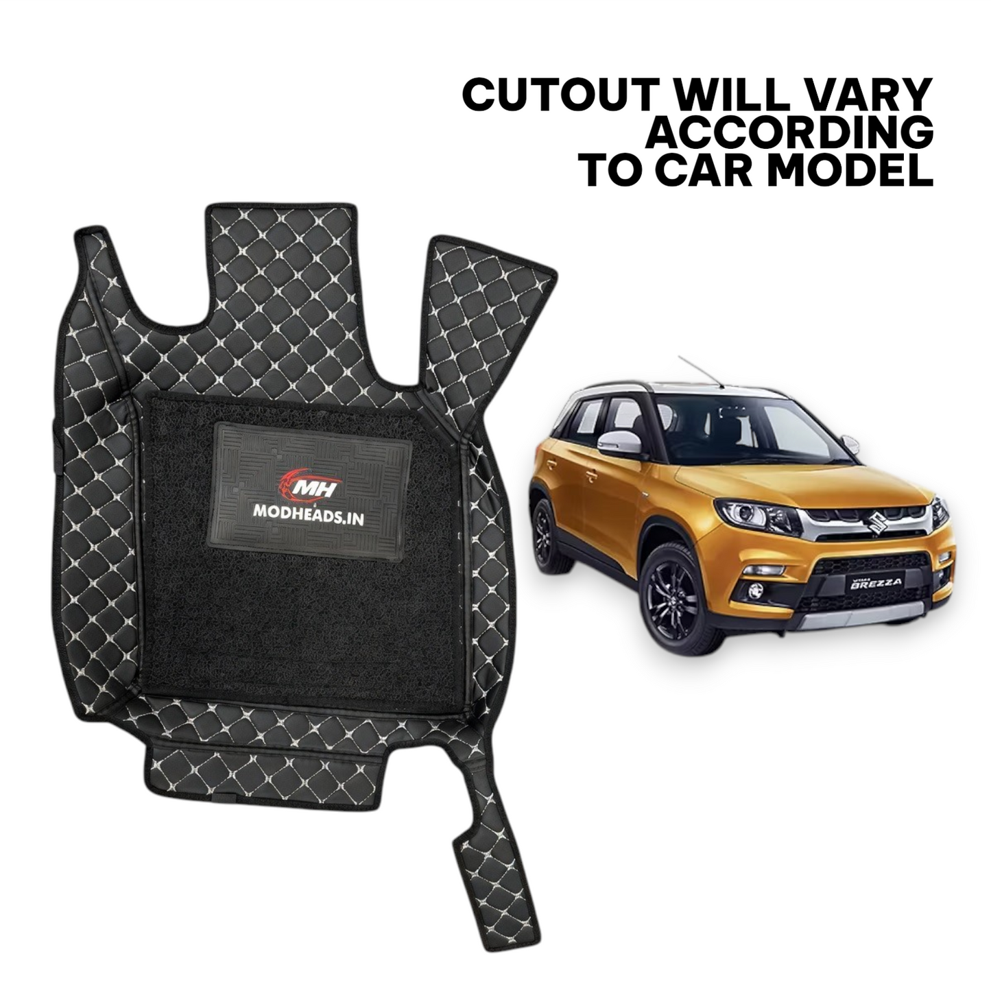 7D Mats For Maruti Suzuki Brezza 2016-2020 | Black/Silver - Modheads.in