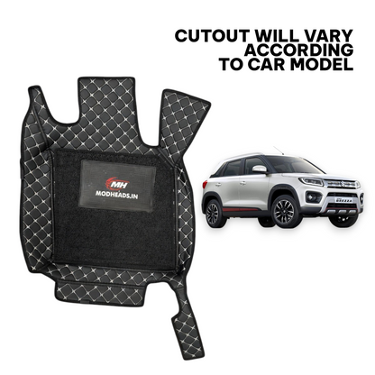 7D Mats For Maruti Suzuki Brezza 2020-2022 | Black/Silver - Modheads.in