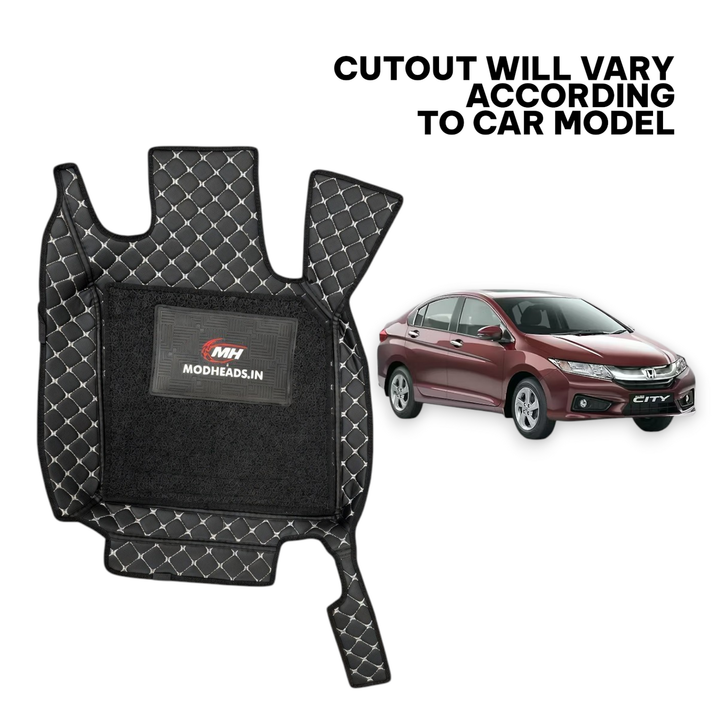 7D Mats For Honda City 2014-2020 | Black/Silver - Modheads.in
