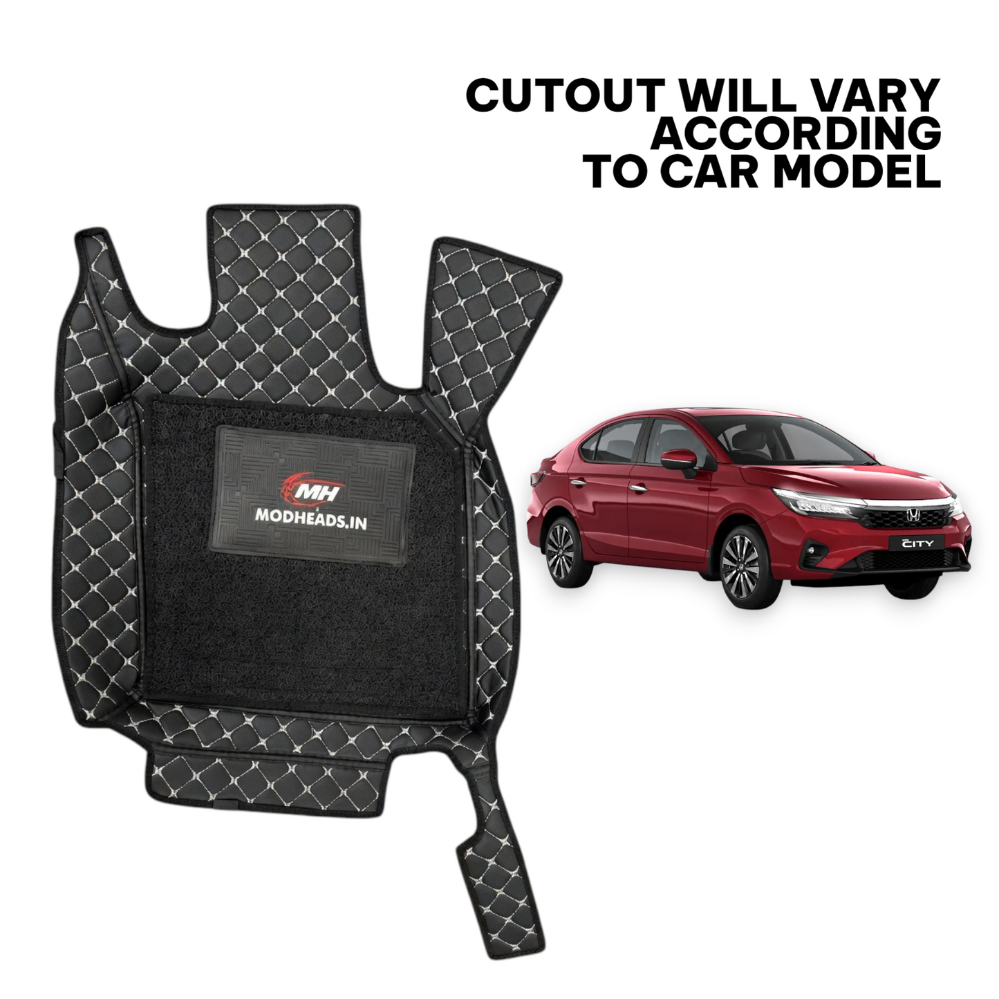 7D Mats For Honda City 2020+ | Black/Silver - Modheads.in