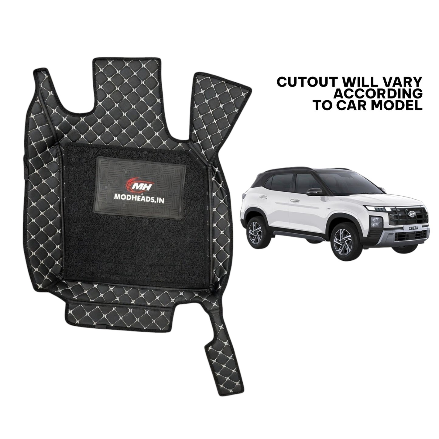 7D Mats For Creta 24+ | Black/Silver - Modheads.in