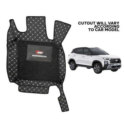 7D Mats For Creta 24+ | Black/Silver - Modheads.in