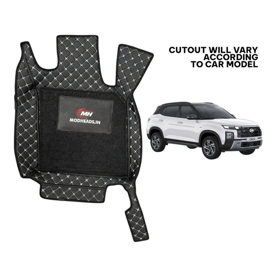 7D Mats For Creta 24+ | Black/Silver - Modheads.in