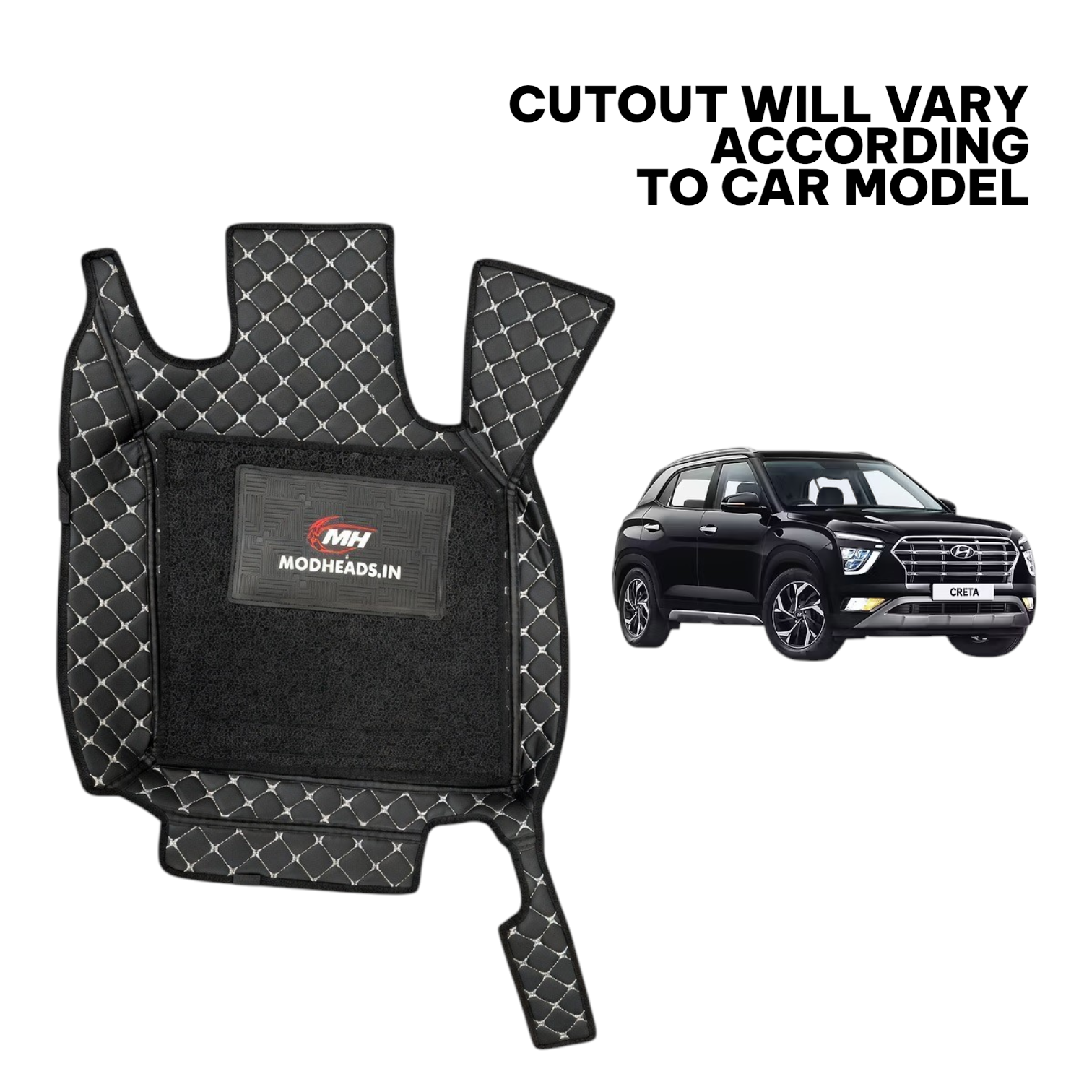 7D Mats For Creta 2020-2023 | Black/Silver - Modheads.in