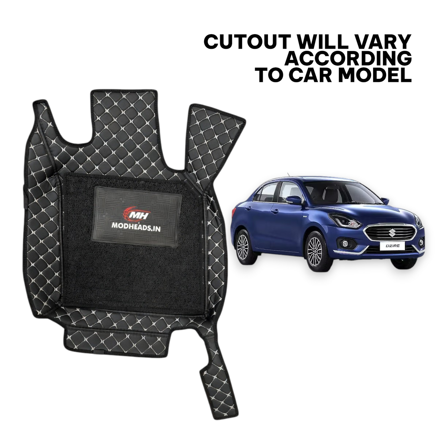 7D Mats For Swift Dzire 2018-2024 | Black/Silver - Modheads.in