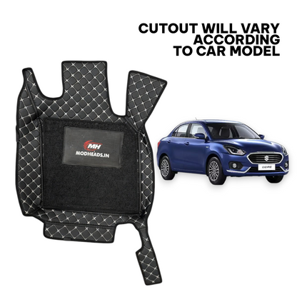 7D Mats For Swift Dzire 2018-2024 | Black/Silver - Modheads.in