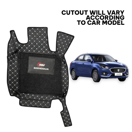 7D Mats For Swift Dzire 2018-2024 | Black/Silver - Modheads.in