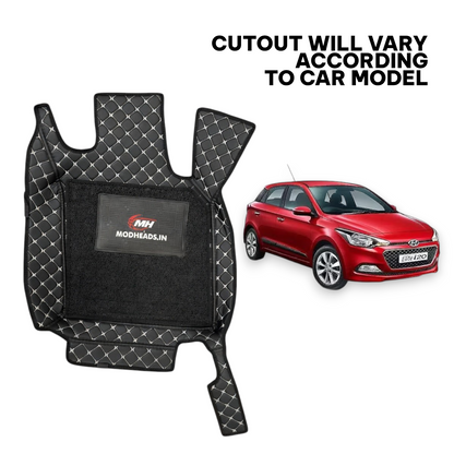 7D Mats For Hyundai Elite i20 2015-2017 | Black/Silver - Modheads.in