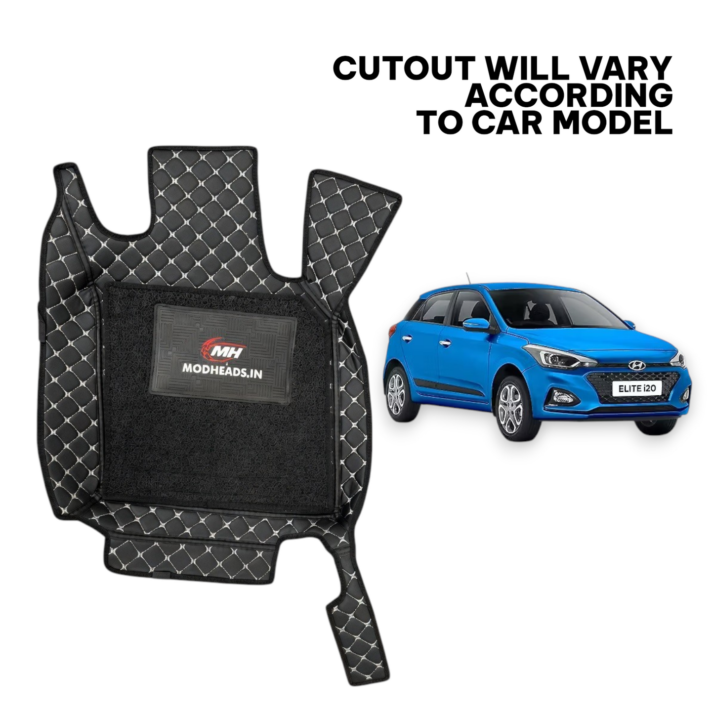 7D Mats For Hyundai Elite i20 2018-2019 | Black/Silver - Modheads.in