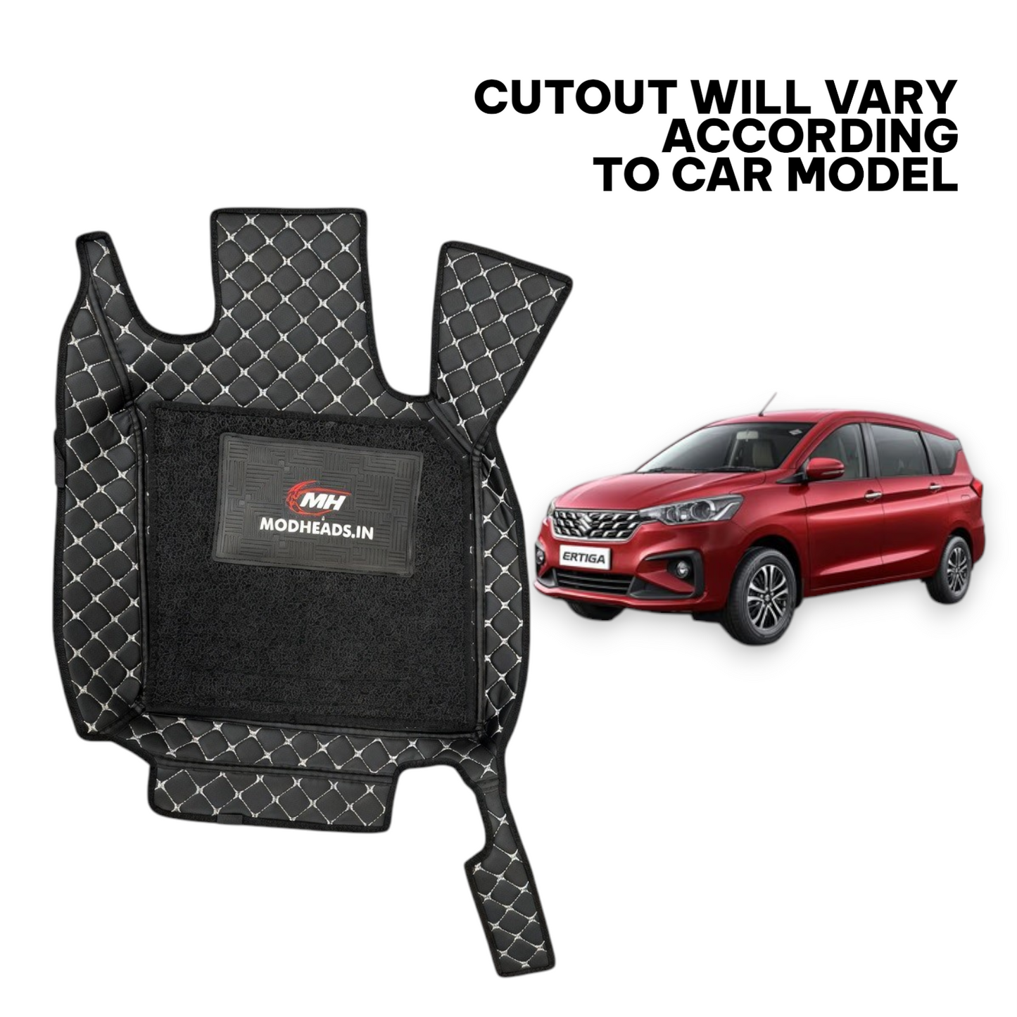 7D Mats For Maruti Suzuki Ertiga 2018+ | Black/Silver - Modheads.in