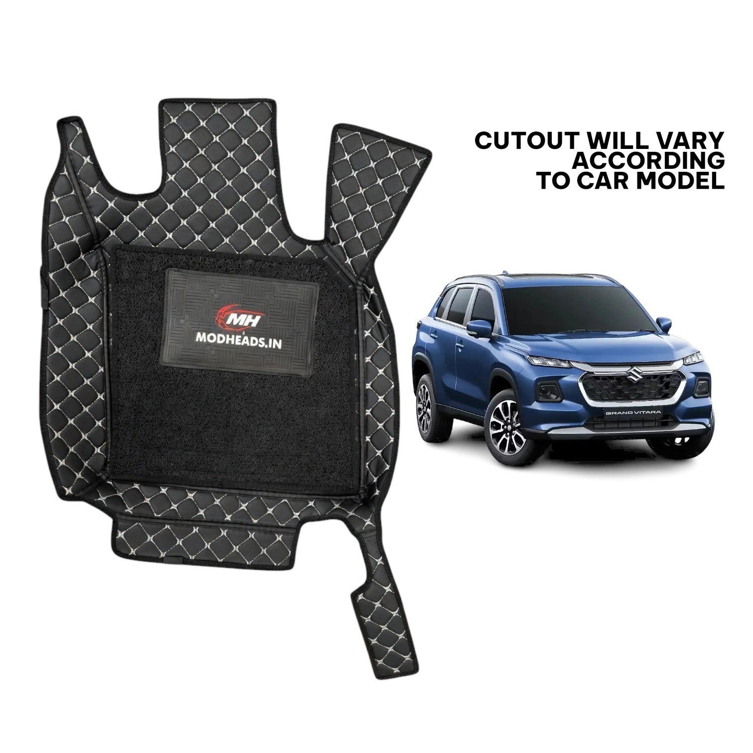 7D Mats for Grand Vitara | Black/Silver - Modheads.in
