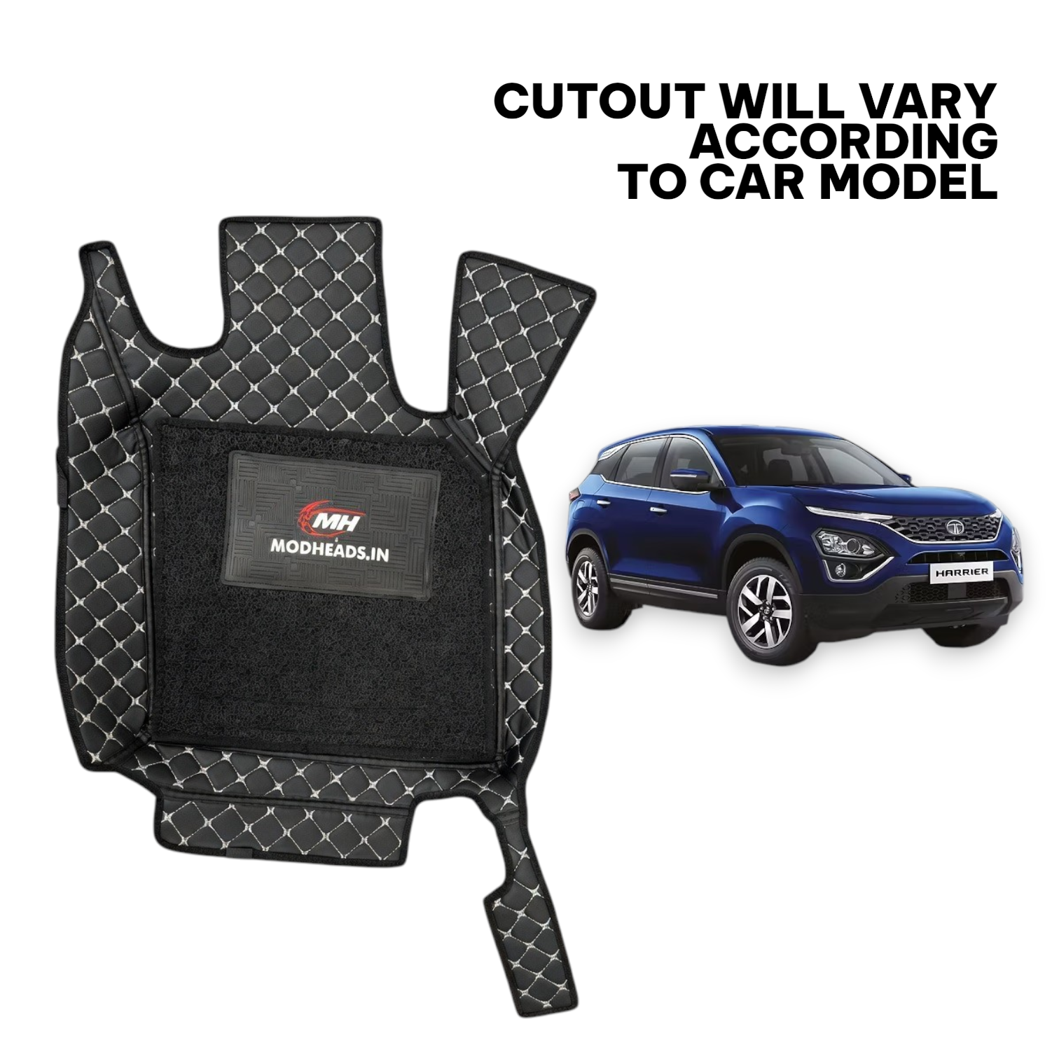 7D Mats For Tata Harrier 2019-23 | Black/Silver - Modheads.in