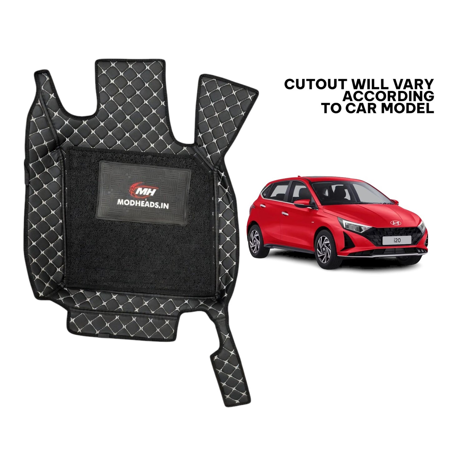 7D Mats for i20 2020+ | Black/Silver - Modheads.in