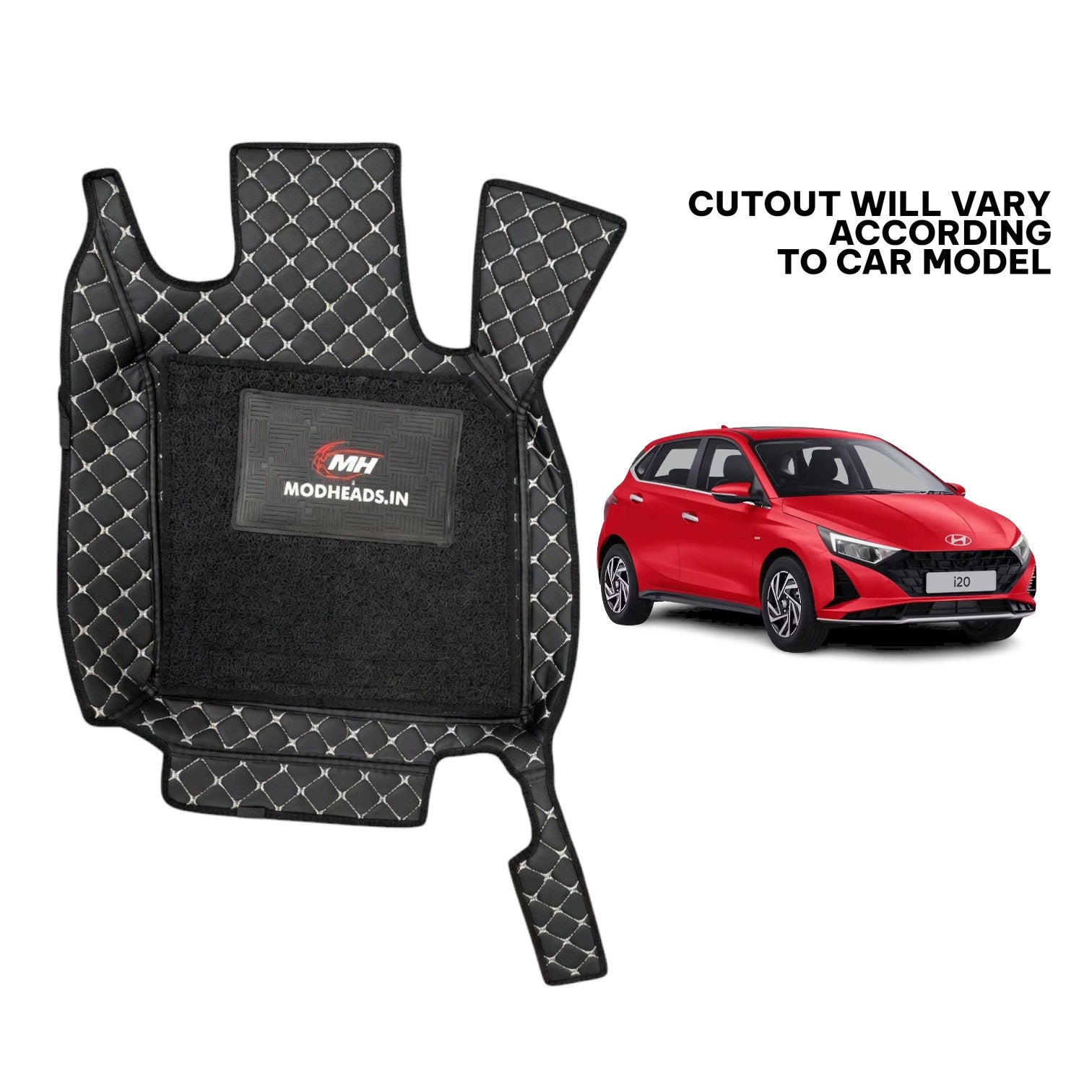 7D Mats for i20 2020+ | Black/Silver - Modheads.in