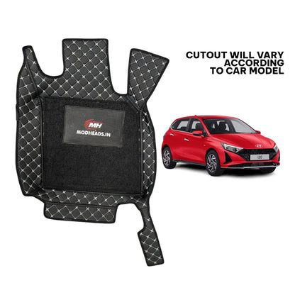 7D Mats for i20 2020+ | Black/Silver - Modheads.in