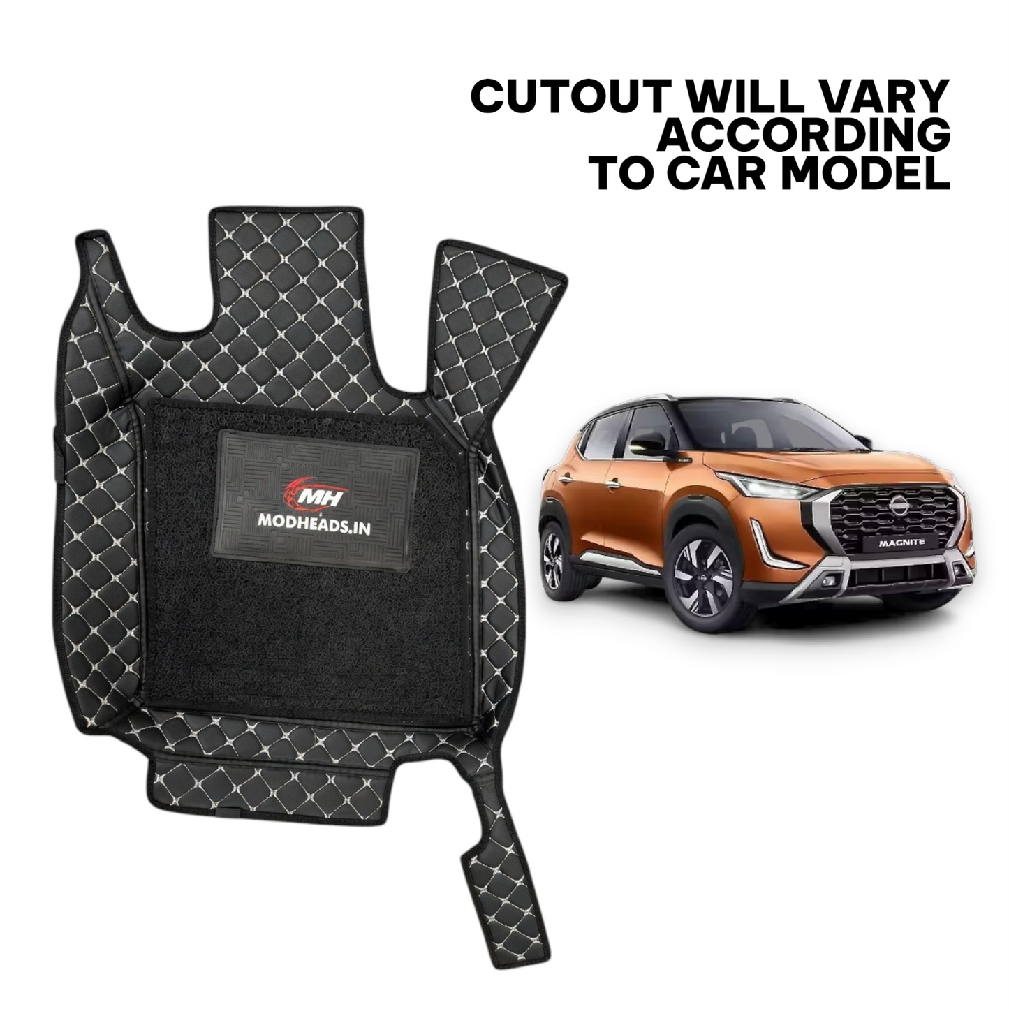 7D Mats For Nissan Magnite | Black/Silver - Modheads.in