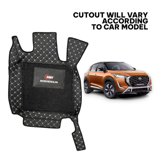 7D Mats For Nissan Magnite | Black/Silver - Modheads.in