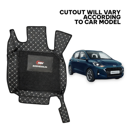 7D Mats For Grand i10 Nios 2019-23 | Black/Silver - Modheads.in